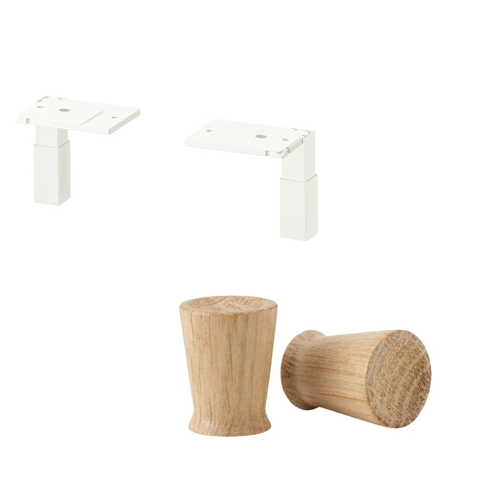 IKEA ENHET Legs f cabinet, white, 7.0 cm (2 3/4 ") with TÄRNESTAD Knob, oak, 17 mm