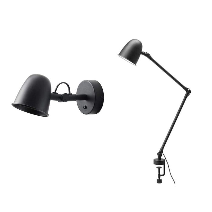 IKEA SKURUP Work/wall lamp, black with Wall lamp, wired-in installation, black