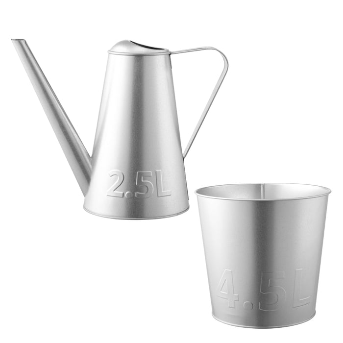 IKEA ÅKERBÄR Watering can, in/outdoor galvanised, 2.5 l (84.5 oz) wit Plant pot, in/outdoor/galvanised, 19 cm