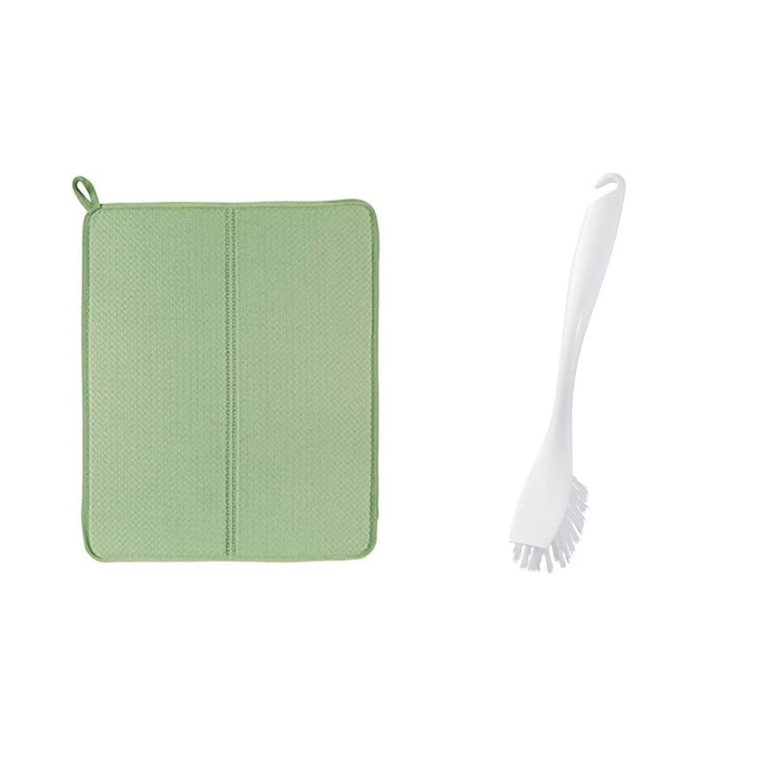 IKEA Dish-washing brush(Assorted Colours) -2 Pieces with Dish drying mat, green, 44x36 cm