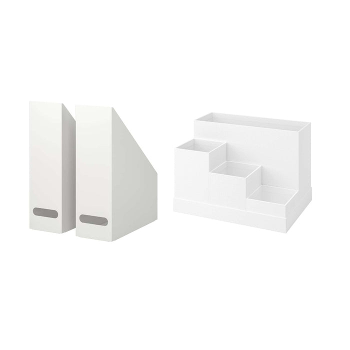 IKEA Magazine file set of 2, white with Desk organiser, white, 18x17 cm