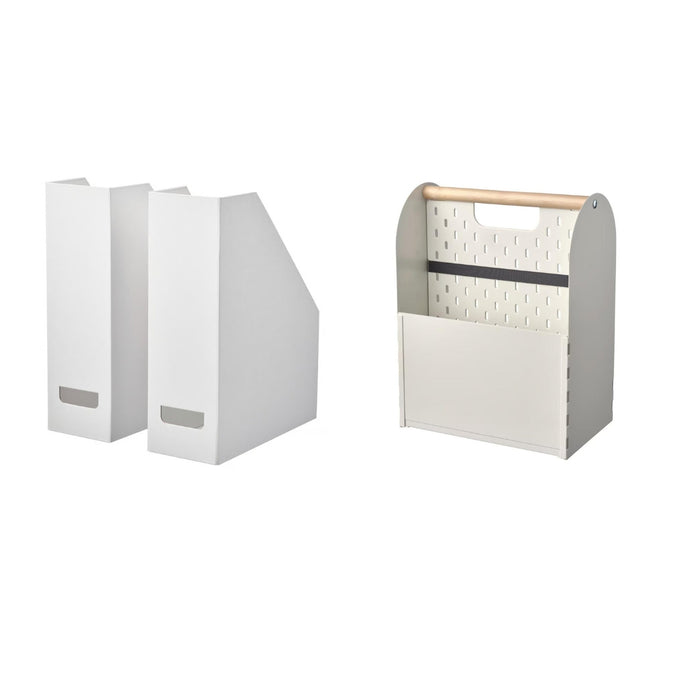 IKEA FJÄDERHARV Magazine file, white with Desk organiser, white, 33x21x43 cm (13x8 ¼x17 ")