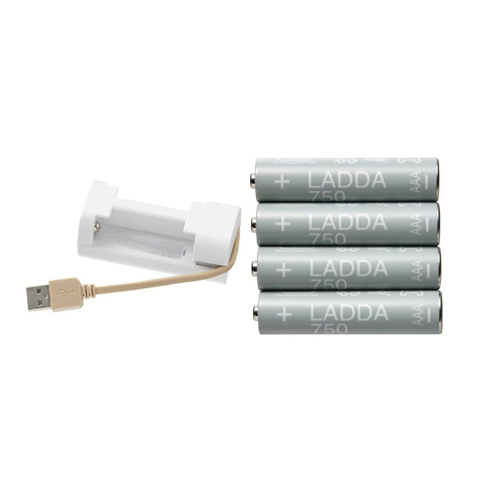 IKEA  Battery charger, white with LADDA Rechargeable battery, HR03 AAA 1.2V750mAh