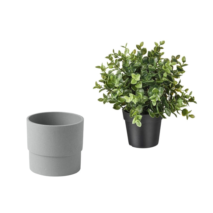 IKEA  FEJKA Artificial potted plant, oregan, 9 cm with Plant pot, in/outdoor grey, 9 cm (3 ½ ")