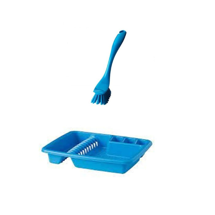 IKEA  Dish drainer, blue  with Dish-Washing Brush (Assorted Colours) -2 Pieces