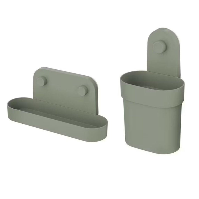 IKEA ÖBONÄS Container with suction cup with Wall shelf with suction cup, grey-green, 28 cm (11 ")