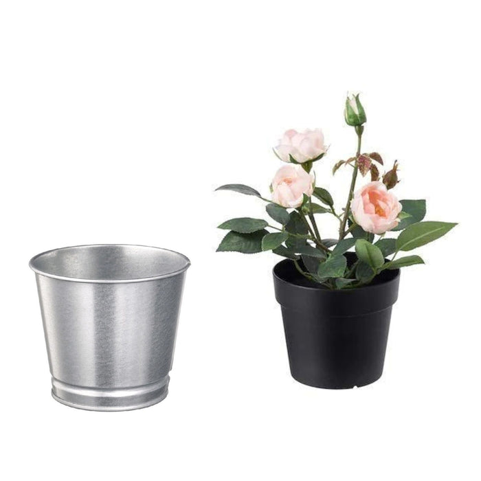 IKEA Artificial potted plant, in/outdoor/Rose pink,9 cm with Plant pot, galvanised, 9 cm (3 ½ ")