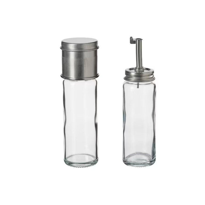 IKEA  CITRONHAJ Spice mill, clear glass/stainless steel, 15 cm (6 ") with Oil/vinegar bottle, clear glass/stainless steel, 16 cm (6 ¼ ")