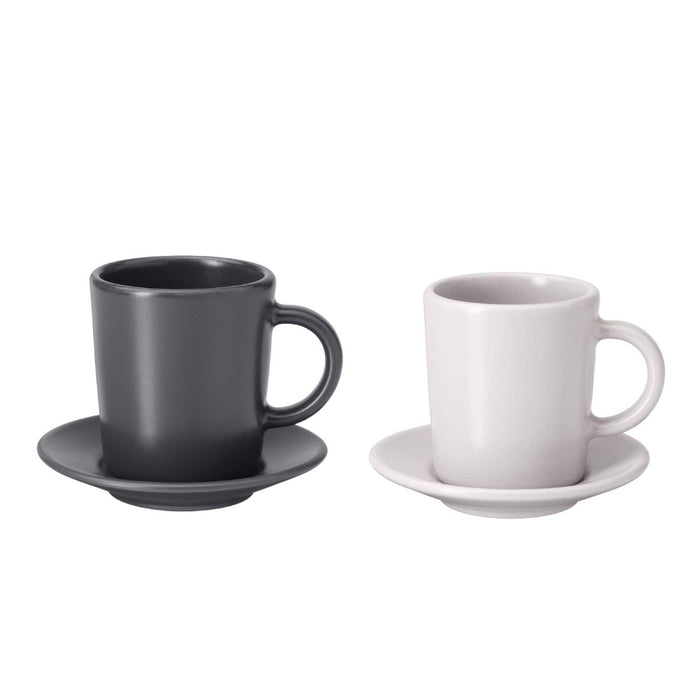 IKEA Dinera cup and saucer, dark grey & beige, 9 cl (3 oz)