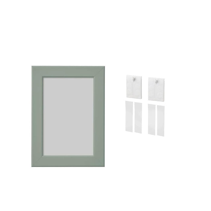 IKEA Frame, light grey-green, 10x15 cm with Adhesive hook for frame, white