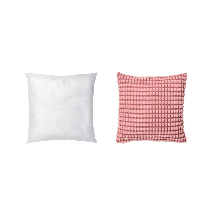 IKEA FIALISA Cushion pad, White, 50x50 cm with Cushion Cover, Light Pink, 50x50 cm