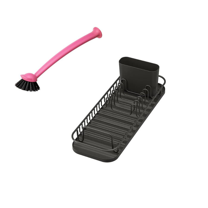 IKEA Multifunctional dish rack, anthracite With Dish-washing brush, pink
