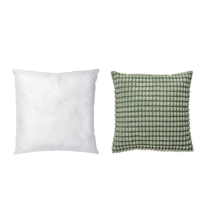 IKEA FIALISA Cushion pad, white, 50x50 cm with Cushion cover, pale grey-green, 50x50 cm