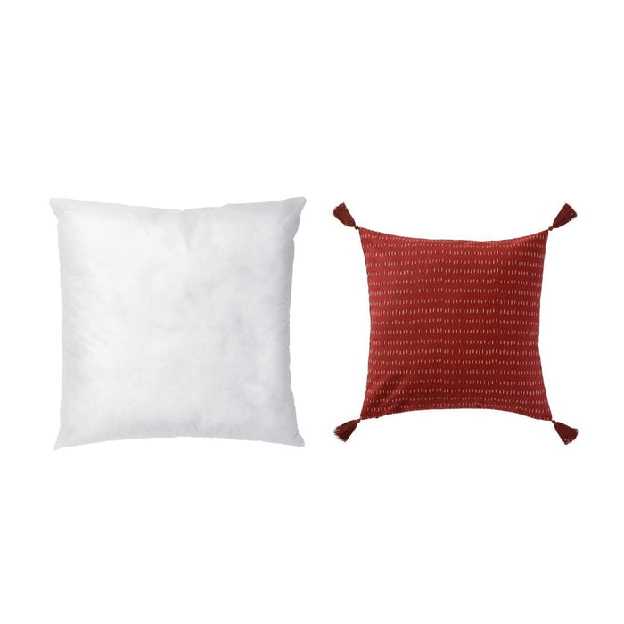 IKEA FIALISA Cushion pad, white 50x50 cm with Cushion cover, red tassel, 50x50 cm (20x20 ")
