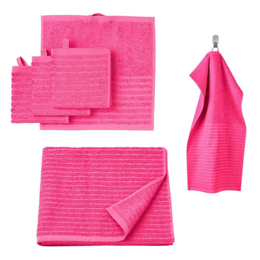 Explore the IKEA VÅGSJÖN 6-Piece Bath Towel Set in bright pink - a blend of style and functionality for your bathroom