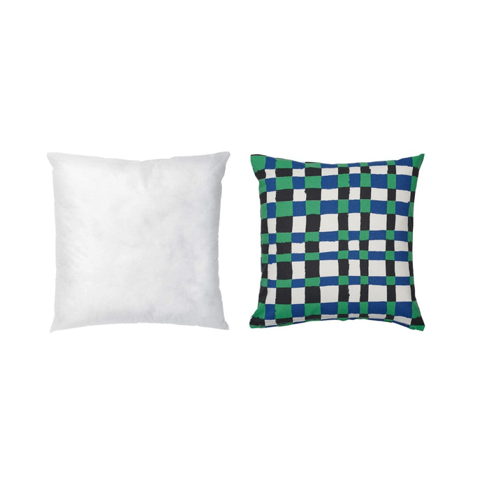 IKEA FIALISA Cushion pad, white 50x50 cm with Cushion cover, green/blue, 50x50 cm (20x20 ")