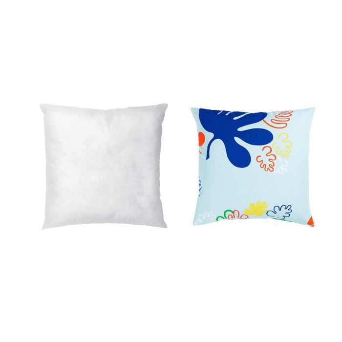 IKEA FIALISA Cushion pad, white 50x50 cm with Cushion cover, leaf pattern/multicoloured, light, 50x50 cm (20x20 ")