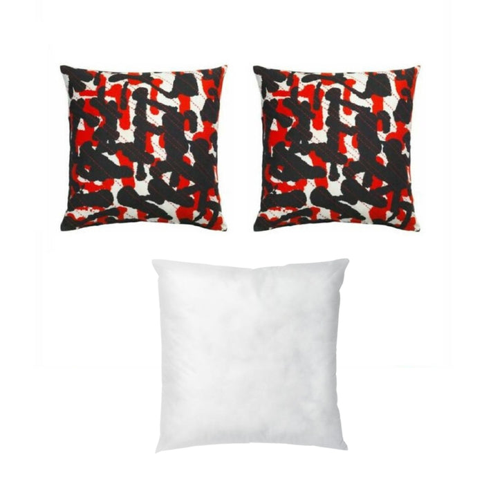 IKEA ANNANSTANS Cushion Cover, Handmade Green/Black/red,50x50 cm -Pack of (2) with IKEA INNER Cushion pad, white/soft, 50x50 cm