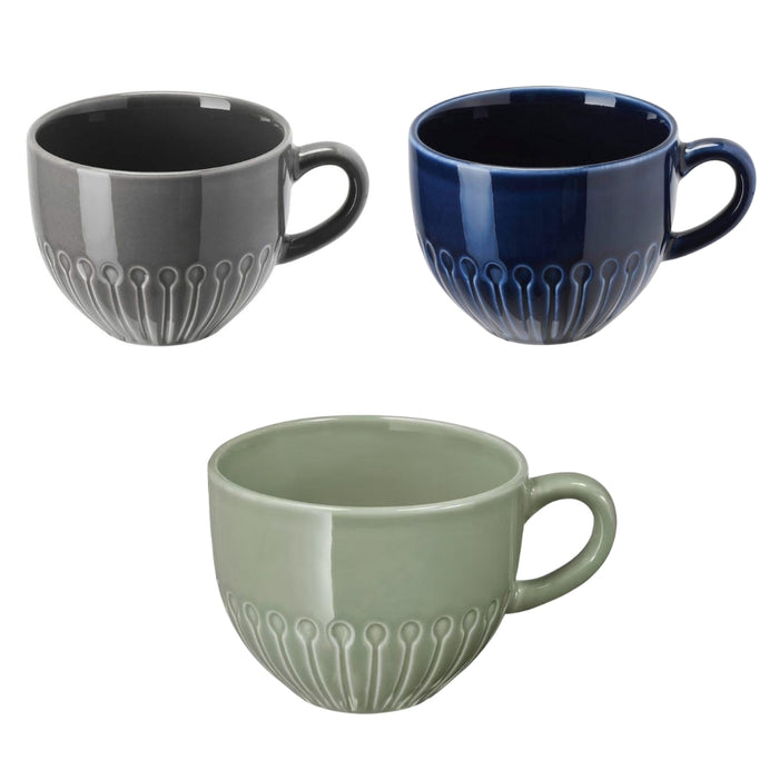 IKEA STRIMMIG Mug, Stoneware, 36 cl (12 oz) (Grey)with Mug, stoneware, blue, 36 cl and Mug, stoneware pale grey-green, 36 cl