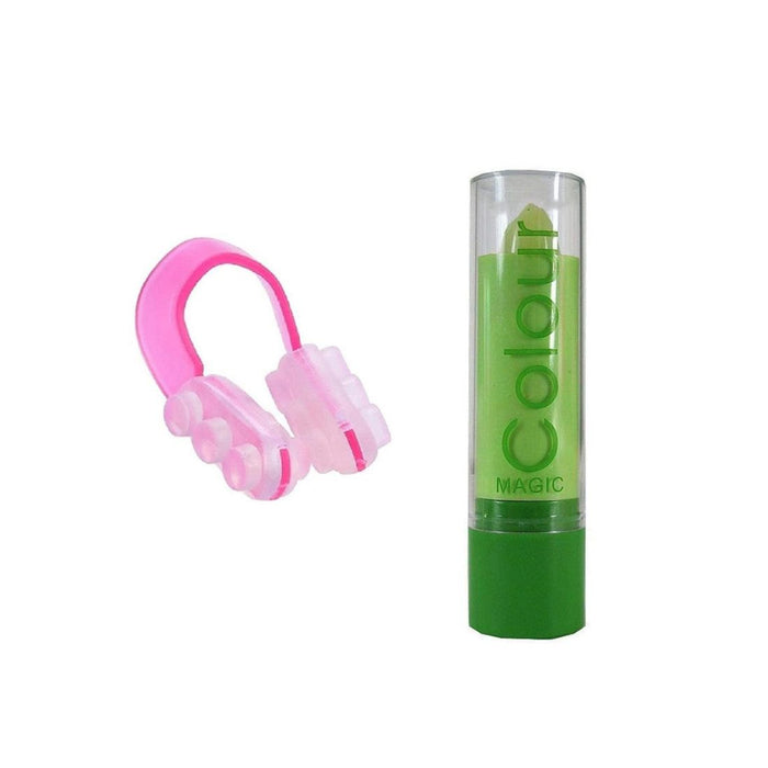 Digital Shoppy Beauty Care Combo – Nose Up Shaping Nose Clip & Magic Color Changing Moisturizing Lip Balm | Portable Beauty Tool & Lip Care Set for Women