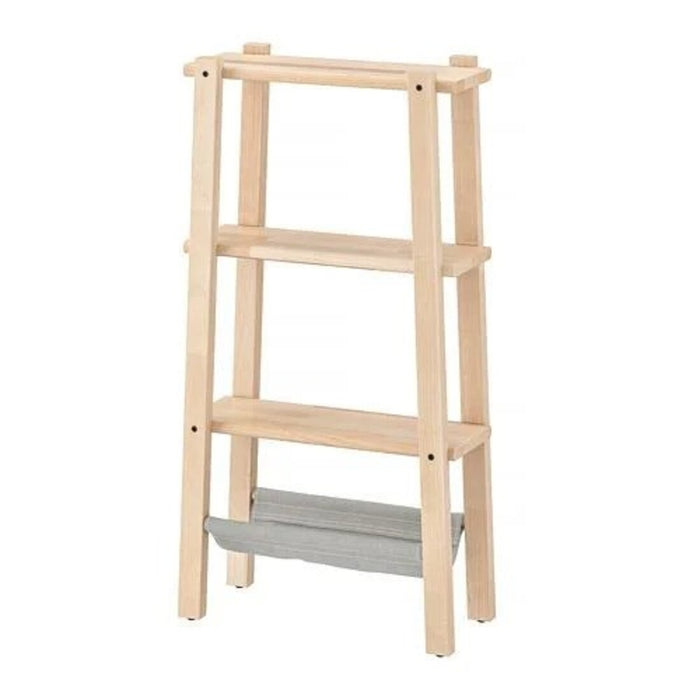 IKEA VILTO shelving unit made of solid birch, featuring open shelves and a natural wood finish.