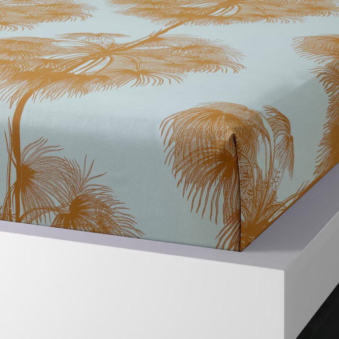 ÄNGLATRUMPET flat sheet and pillowcase set in vibrant yellow, 150x260/50x80 cm, displayed in a modern bedroom 90560742