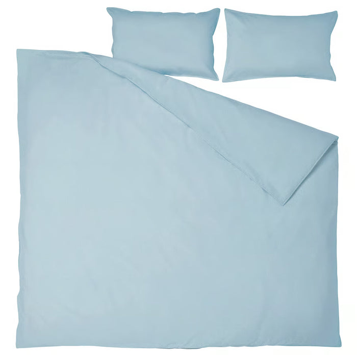IKEA ÄNGSLILJA blue-grey duvet cover with two pillowcases, simple solid design