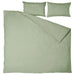 IKEA ÄNGSLILJA grey-green duvet cover and pillowcases folded, minimalist bedding display