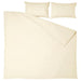 IKEA ÄNGSLILJA natural beige duvet cover and pillowcases folded and stacked