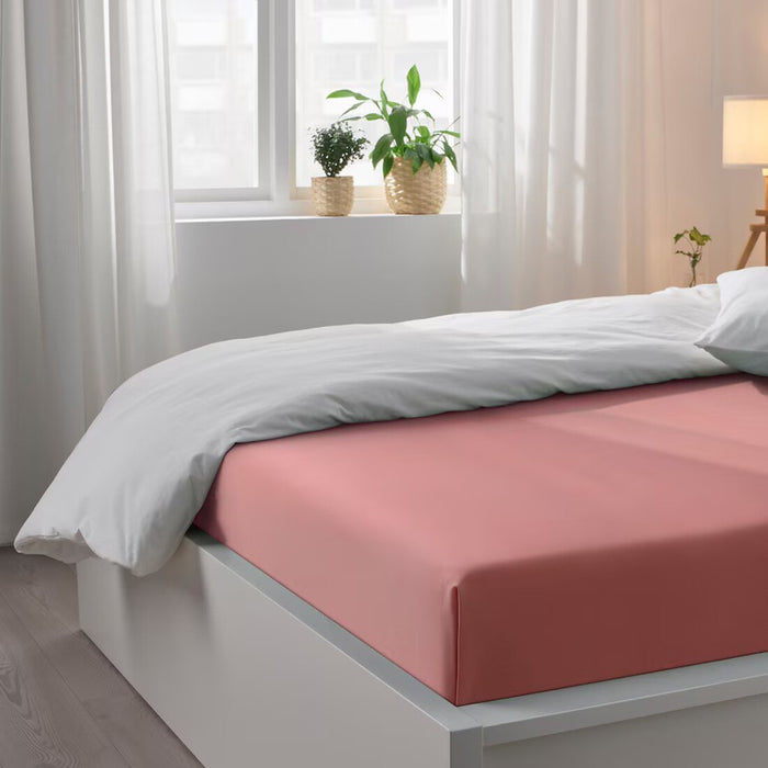 IKEA ÄNGSLILJA Flat sheet and 2 pillowcase, dark pink, 240x260/50x80 cm (94x102/20x31 ")
