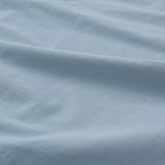 IKEA ÄNGSLILJA blue-grey pillowcase crinkled cotton fabric showing breathable texture