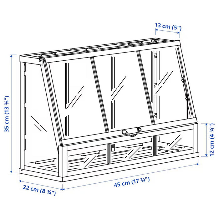Dimensions of  IKEA ÅKERBÄR Greenhouse, in/outdoor/white, 45 cm (17 ¾ ")