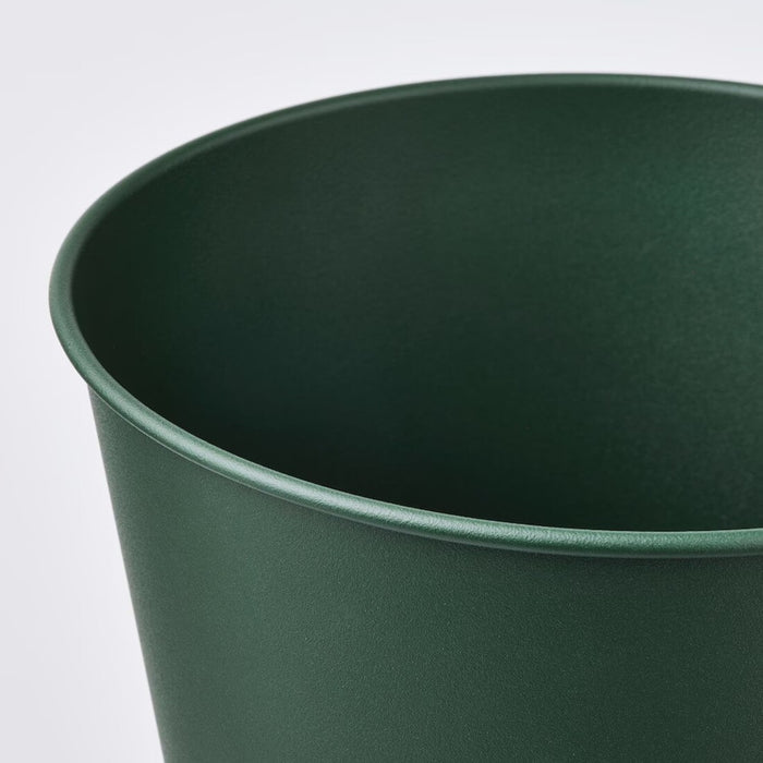 "Close-up of IKEA ÅKERBÄR galvanized plant pot showing decorative embossing"