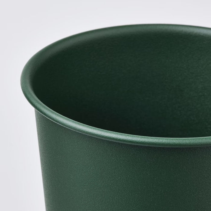 Close-up of IKEA ÅKERBÄR embossed plant pot, 10 cm diameter, dark green