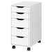 White IKEA ALEX five-drawer unit on black castors showing full assembled height