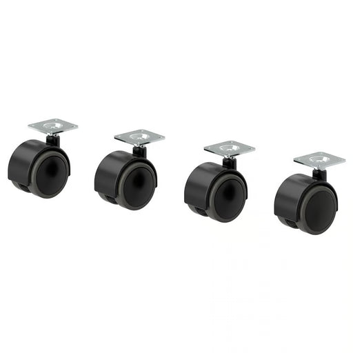 IKEA ALEX castor black set of four with steel base and rubber wheels for drawer units #10480612