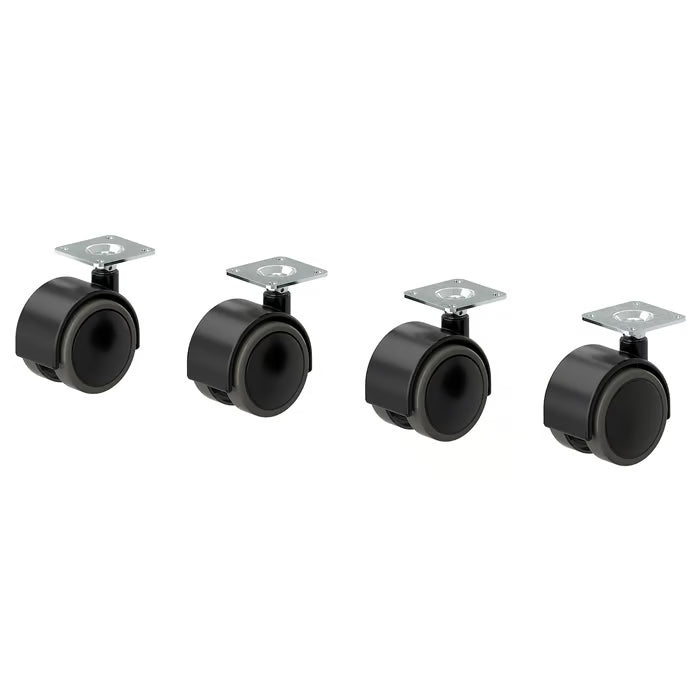 IKEA ALEX castor black set of four with steel base and rubber wheels for drawer units #10480612