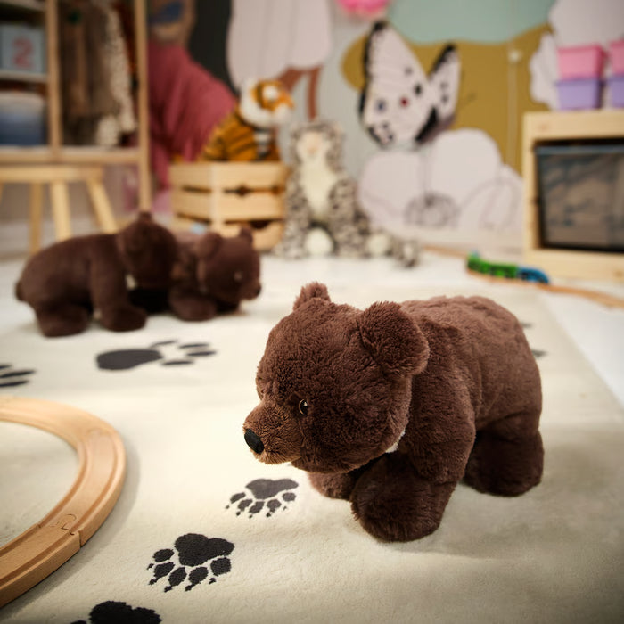 IKEA ALPTALL black bear cub soft toy 27cm from a different angle showing soft plush fabric