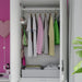 IKEA ALTARLIDEN white hook rack inside open wardrobe with wall-mounted container and shelf