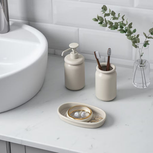 Modern bathroom accessories: Soap dispenser, toothbrush holder, tumbler by ÅLTJÄRN-90542951