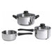 IKEA ANNONS 5-piece stainless steel cookware set with glass lids on white background #30207400