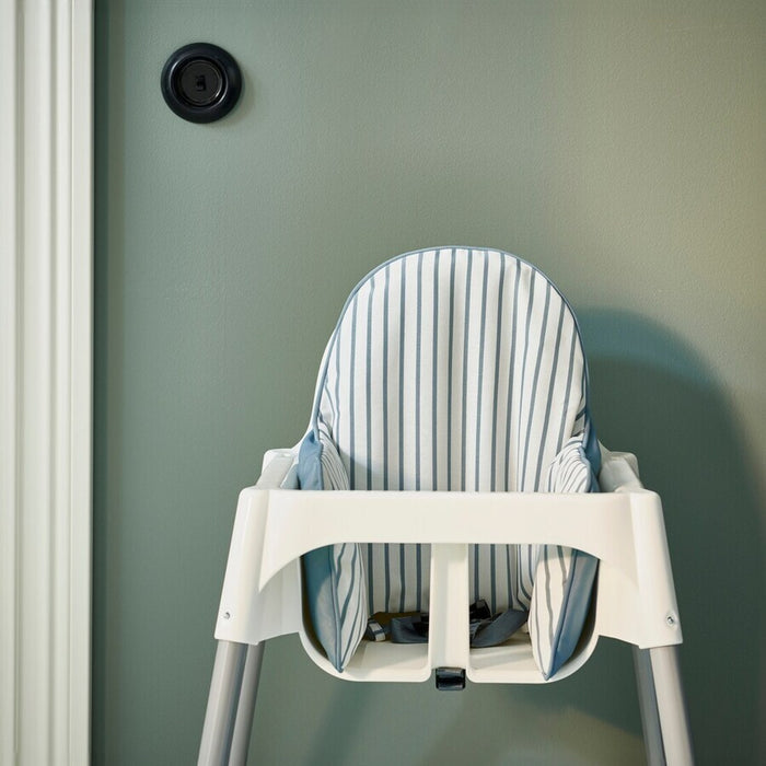 IKEA ANTILOP supporting cushion with a stylish blue and white striped cover, easy to clean and durable