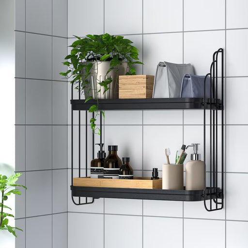 Black IKEA APOTEKARE wall shelf, 50x52 cm, mounted on wall