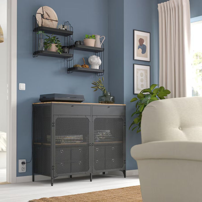 Sleek black wall-mounted shelf – IKEA APOTEKARE, 50x52 cm