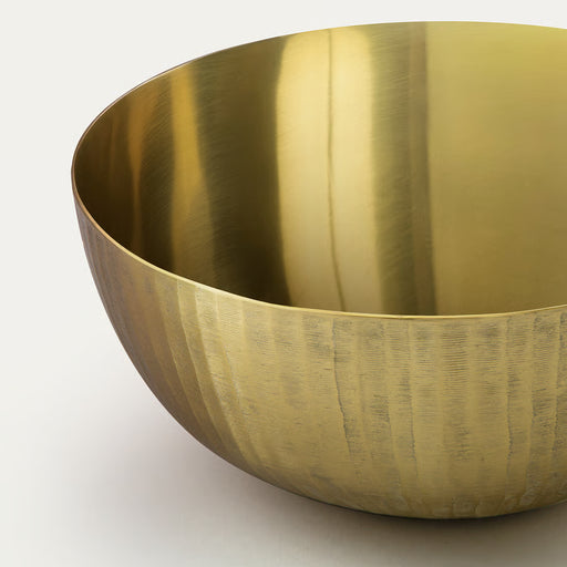 IKEA AROMATISK gold bowl etched exterior smooth interior on tabletop display