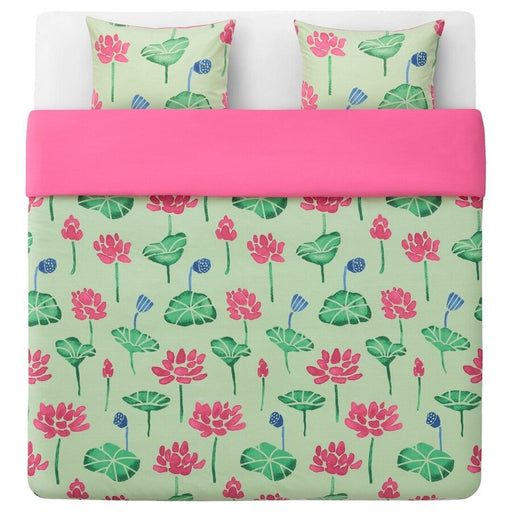 Soft and vibrant bedding set featuring a floral design, including a 240x220 cm duvet cover and two 50x80 cm pillowcases-20588985