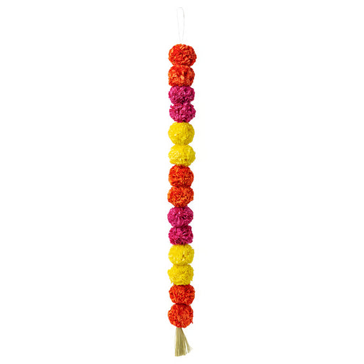 IKEA AROMATISK colourful paper flower garland with cotton tassels, red yellow pink #70644012