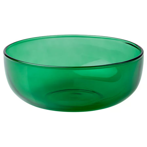 IKEA AROMATISK mouth-blown green glass serving bowl organic shape front view #80621675