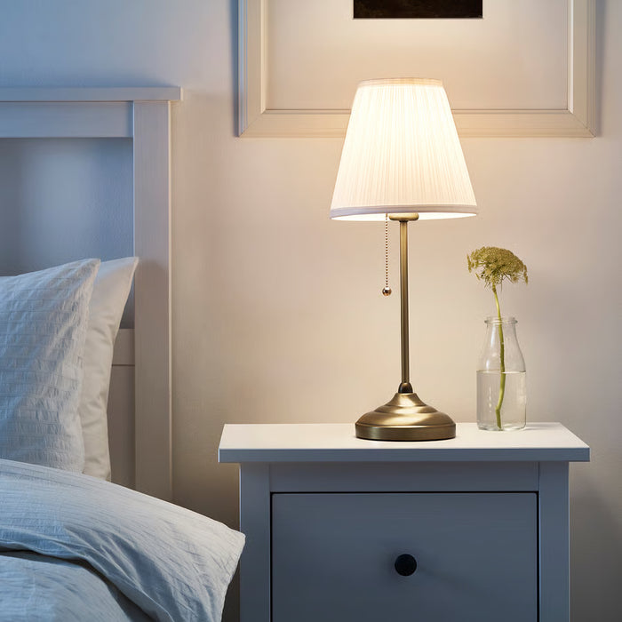 IKEA ÅRSTID Table Lamp — Brass & White, 55cm | Warm Bedside & Living Room Light