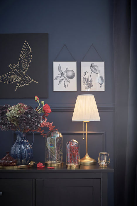 IKEA ÅRSTID Table Lamp — Brass & White, 55cm | Warm Bedside & Living Room Light